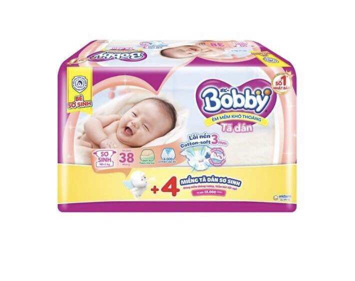 Combo 2 gói tã/bỉm bobby dán size xs/38 miếng