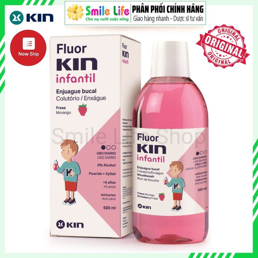 Nước súc miệng fluor kin 500ml - ngừa sâu răng trẻ em
