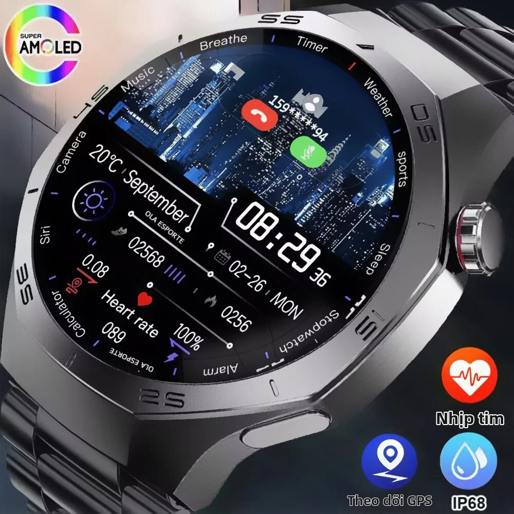 Đồng Hồ Thông Minh Mới 2026 Dành Cho Android iOS, Màn Hình AMOLED HD, GPS, Theo Dõi Nhịp Tim, Chống Nước, Hỗ Trợ Gọi Bluetooth, Unisex.