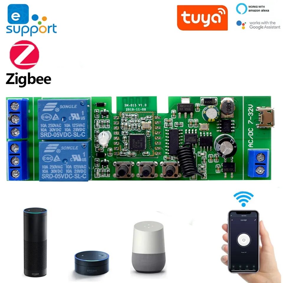 Công tắc thông minh 4 nút điều khiển 4 bóng đèn riêng biệt hỗ trợ WIFI Zigbee BLE RF433