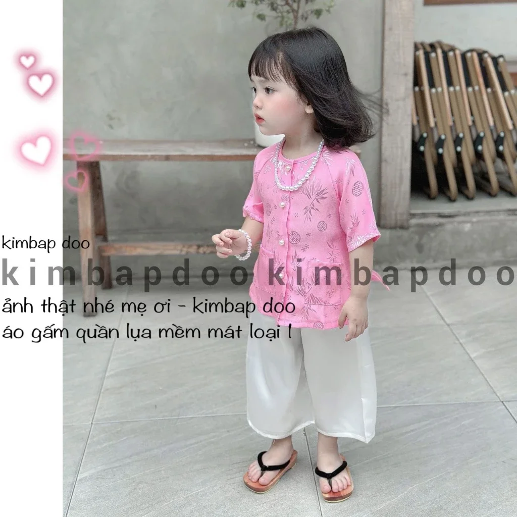 (8-35kg) Bamboo Leaf Brocade Three-Piece Set for Baby Girls