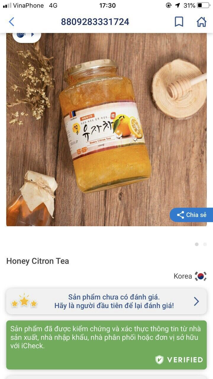 MẬT ONG CHANH ĐÀO HÀN QUỐC 1KG