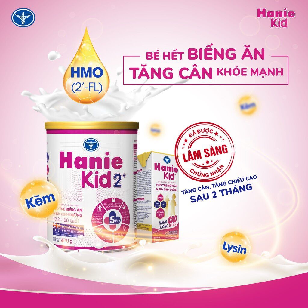 Sữa bột Nutricare Hanie Kid 2+  (Mẫu Mới , Date Mới )