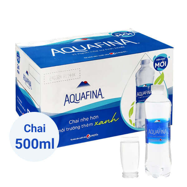 Combo 2 thùng nước suối AQUAFINA( mỗi thùng 24 chai 500ml)là nước suối tinh khiết nhãn xanh chai nhựa thích hợp cho mọi gia đình