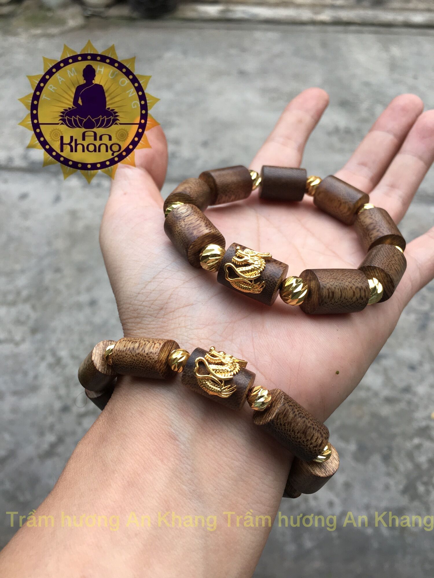Vòng tay trầm tốc mix rồng