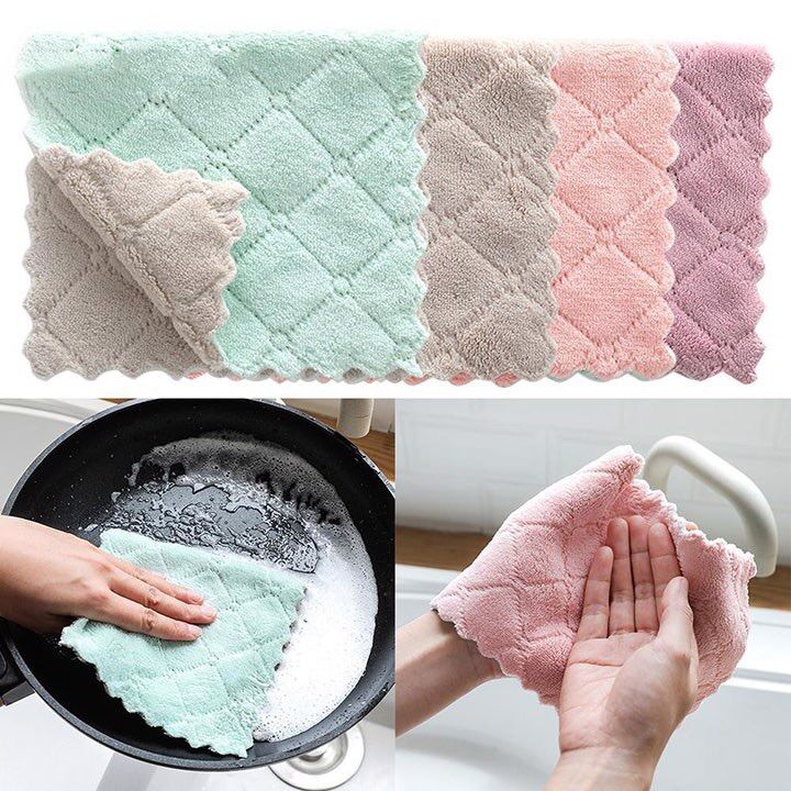 Combo 10 khăn lau đa năng 2 mặt mềm mịn thấm hút tốt