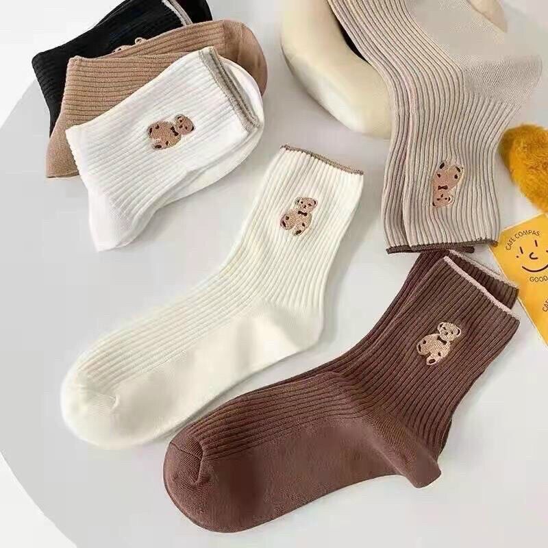 Sét 5 đôi tất cao cổ hình gấu người lớn