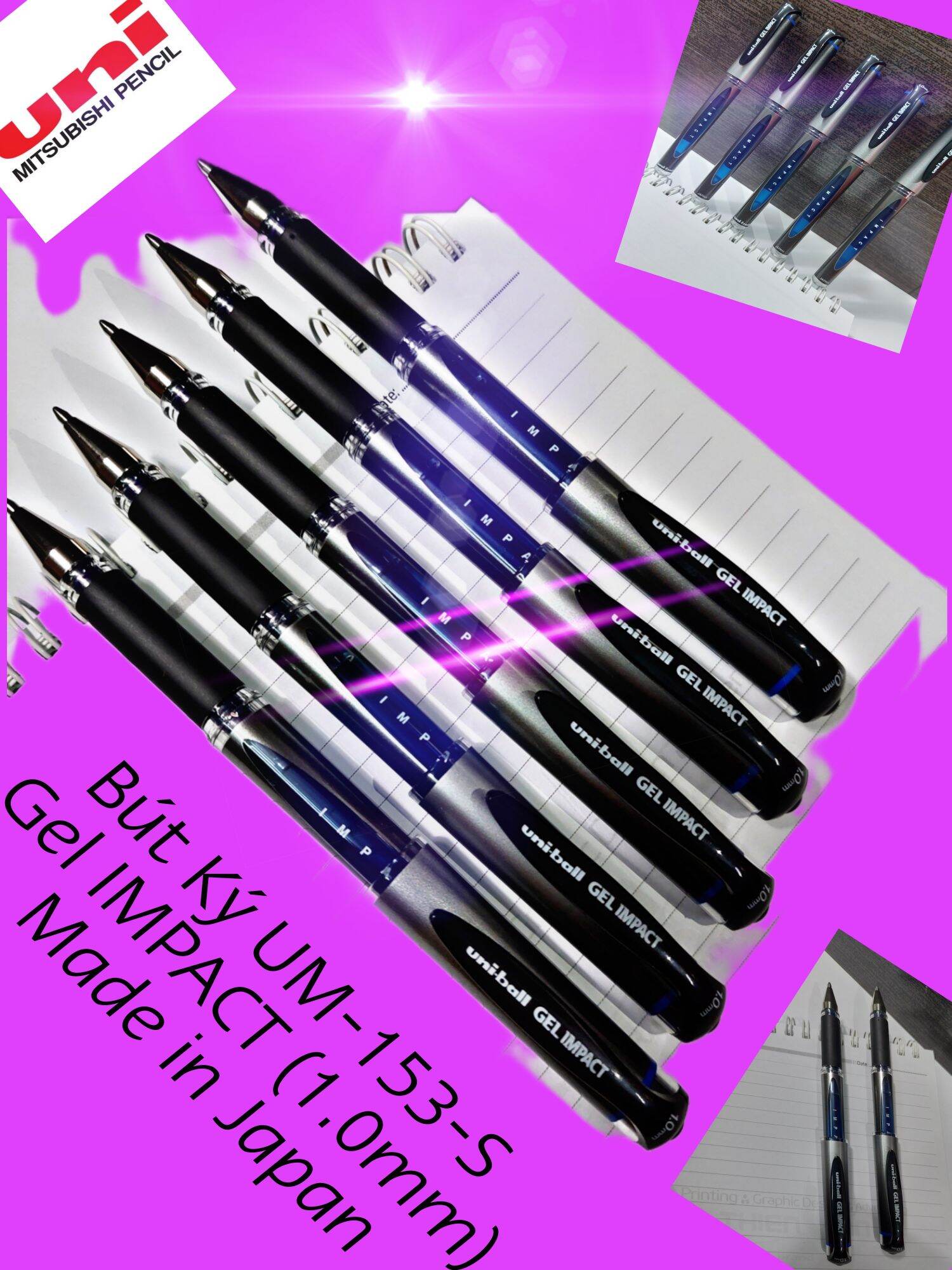 Bút ký uni-ball um-153-s gel impact made in japan
