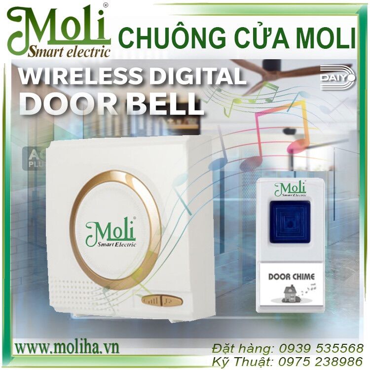 Chuông cửa không dây moli sử dụng pin không cần cắm điện hafbg công ty