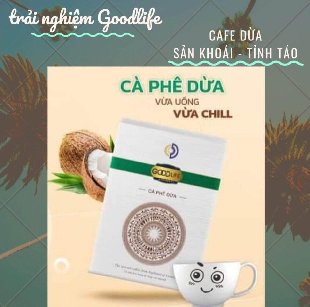 Cafe dừa hòa tan Goodlife - Hộp 12 gói