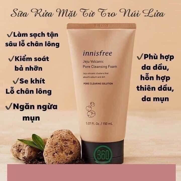 🥝Sữa Rửa Mặt Tro Núi Lửa Innisfree Dùng Cho Mọi Loại Da Đặc Biệt Làn Da Hỗn Hợp Thiên Dầu Da Nhạy Cảm 🥝