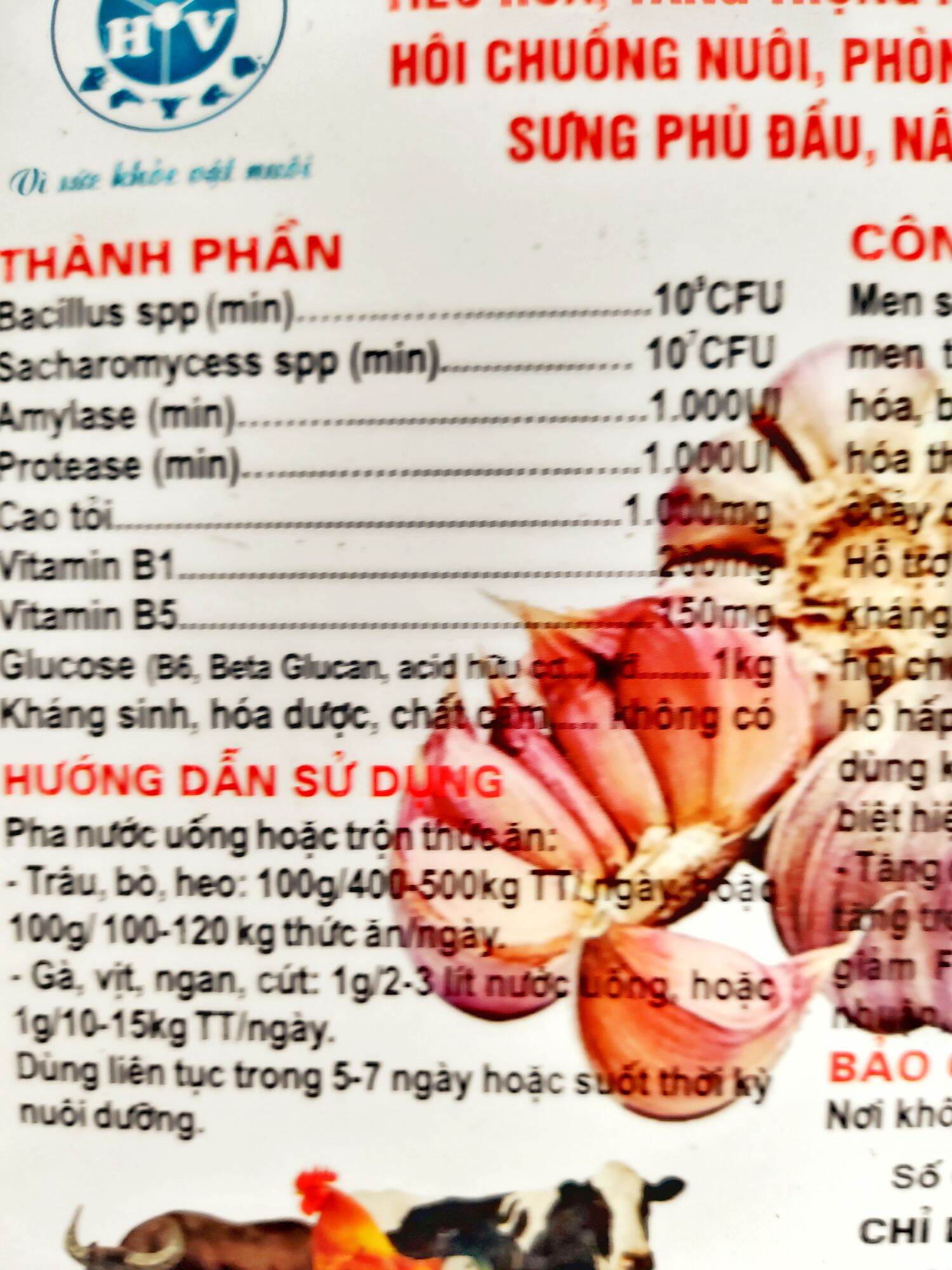 Men cao tỏi cao cấp gói 100g cho gà