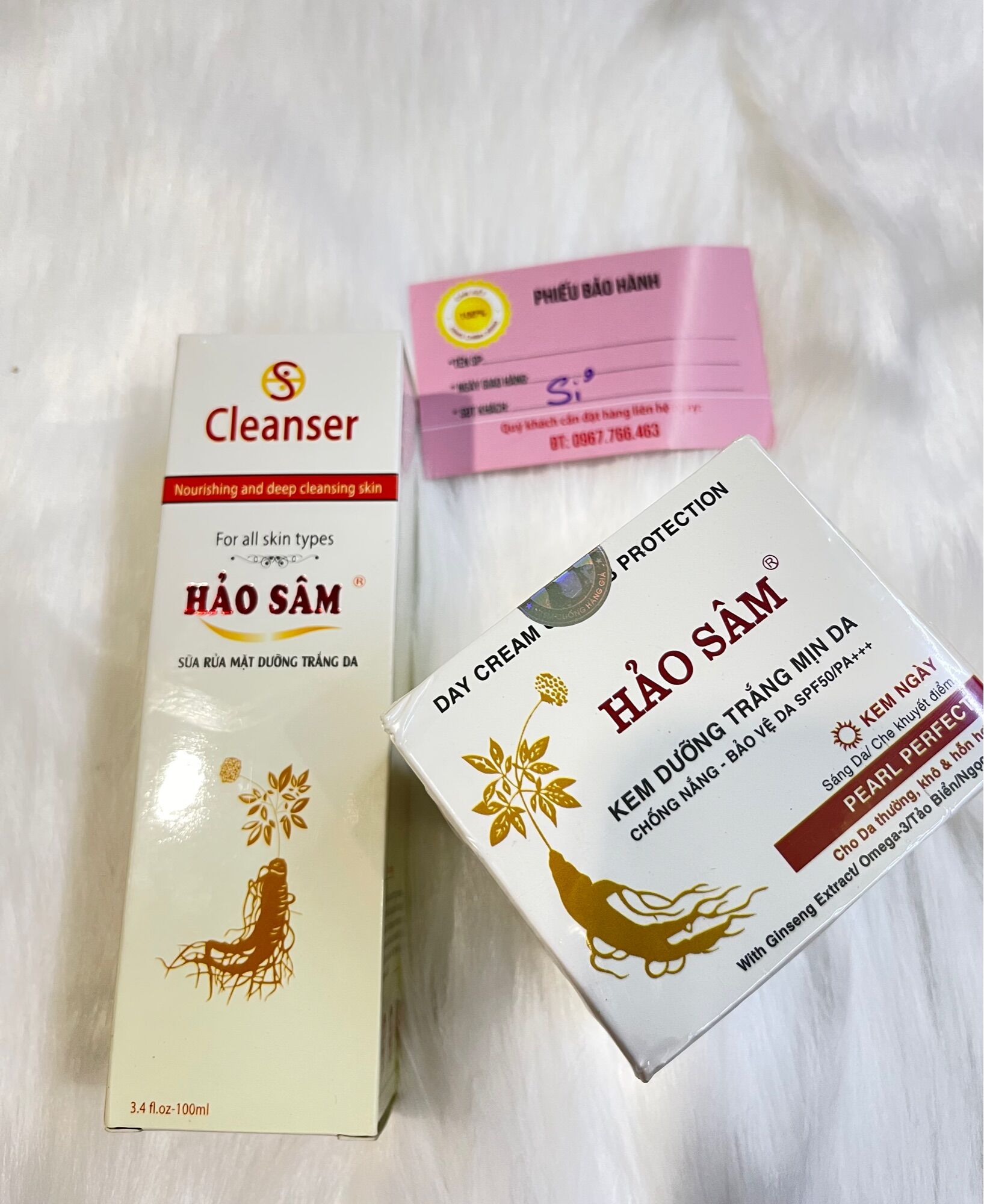Combo kem Hảo sâm trắng da chống nắng 12g + Sữa rửa mặt 100ml