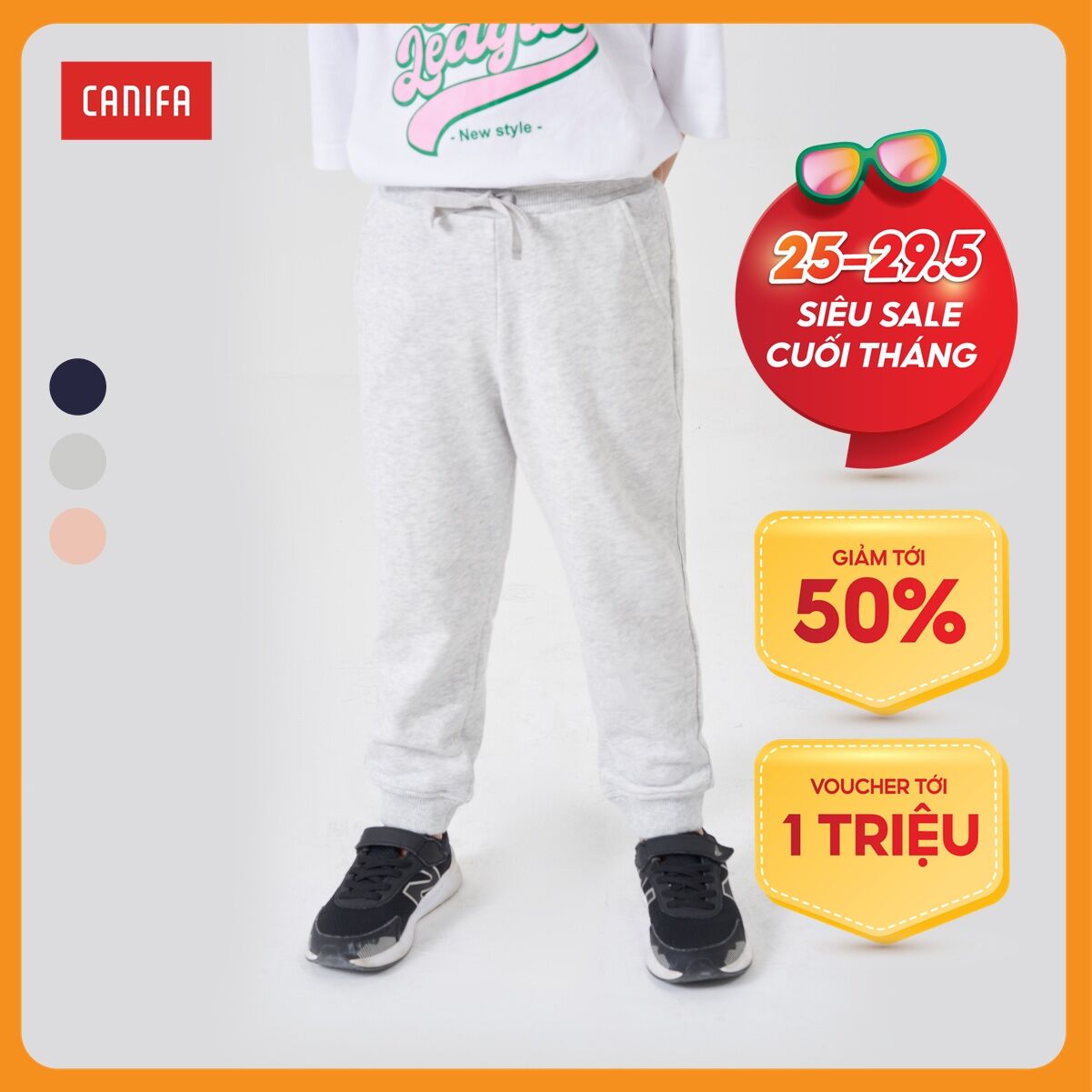 [25-29.6 GIẢM TỚI 50%] Quần nỉ bé gái CANIFA jogger bé gái, kiểu dáng khỏe khoắn 1BP23W009