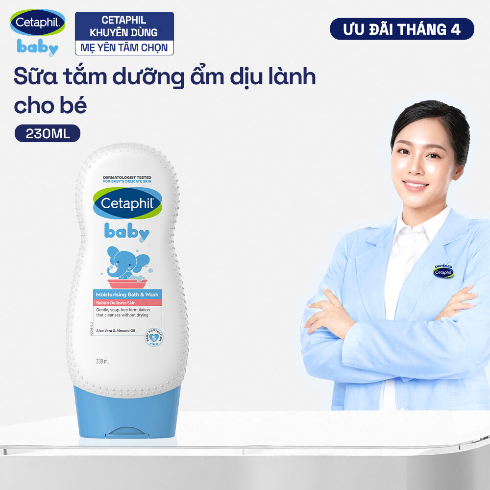 Sữa tắm dưỡng ẩm dịu lành cho bé CETAPHIL BABY MOIST BATH  WASH 230ML