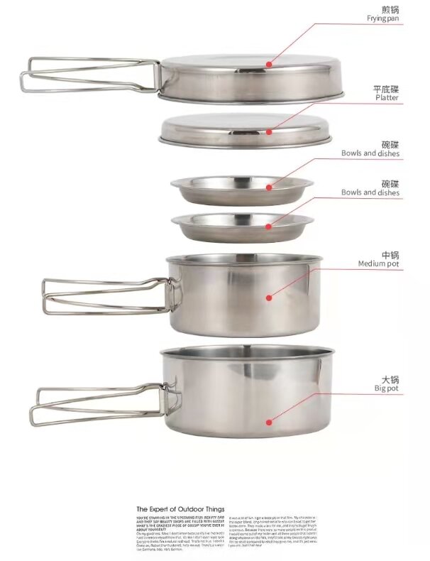 Bộ Nồi Inox 8 Món Combo Cơm Hộp Tiện Mang Theo Du Lịch Ngoài Trời Bộ 6 Món Du Lịch Dã Ngoại Tự Lái Đĩa Cốc Nước