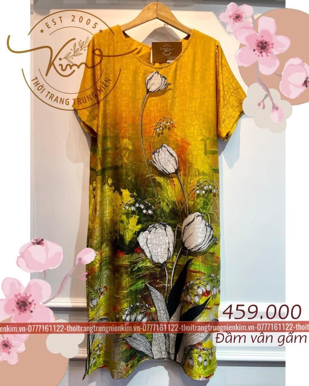 Đầm lụa vân gấm