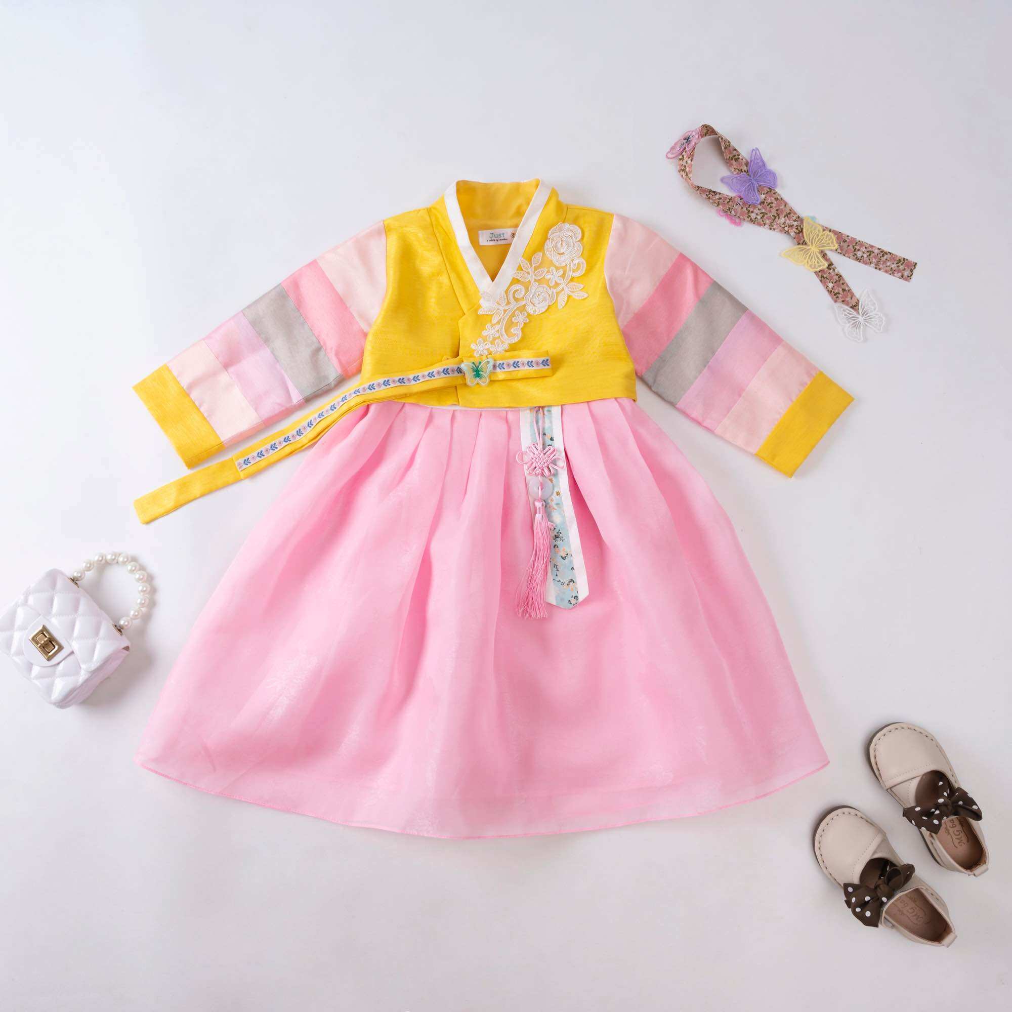Váy Hanbok bé gái, Chất gấm Sa Hàn dáng lửng