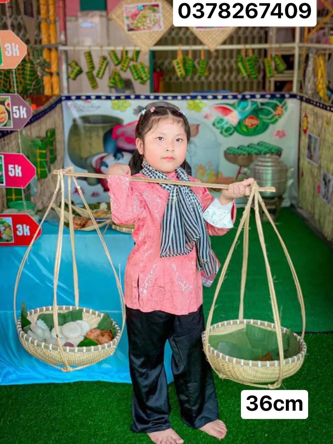 Quang gánh rổ/rá decor tết size 36/33/30/27/25/20/18/16 cm