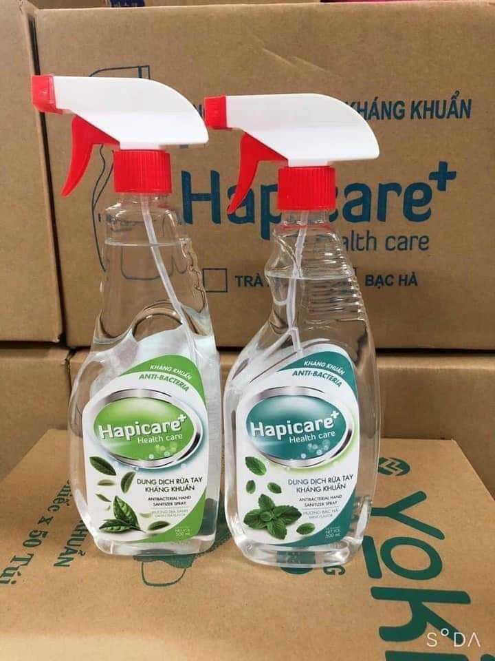 Chai xịt khuẩn HapiCare (Dung tích 500ml) / Dung dịch rửa tay kháng khuẩn / Nước khử khuẩn
