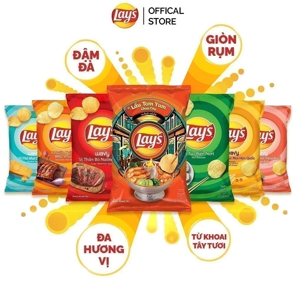 [HCM] Lốc 10 gói bánh Poca Lays khoai tây 28gr - Đồ Ăn Vặt Giá Rẻ