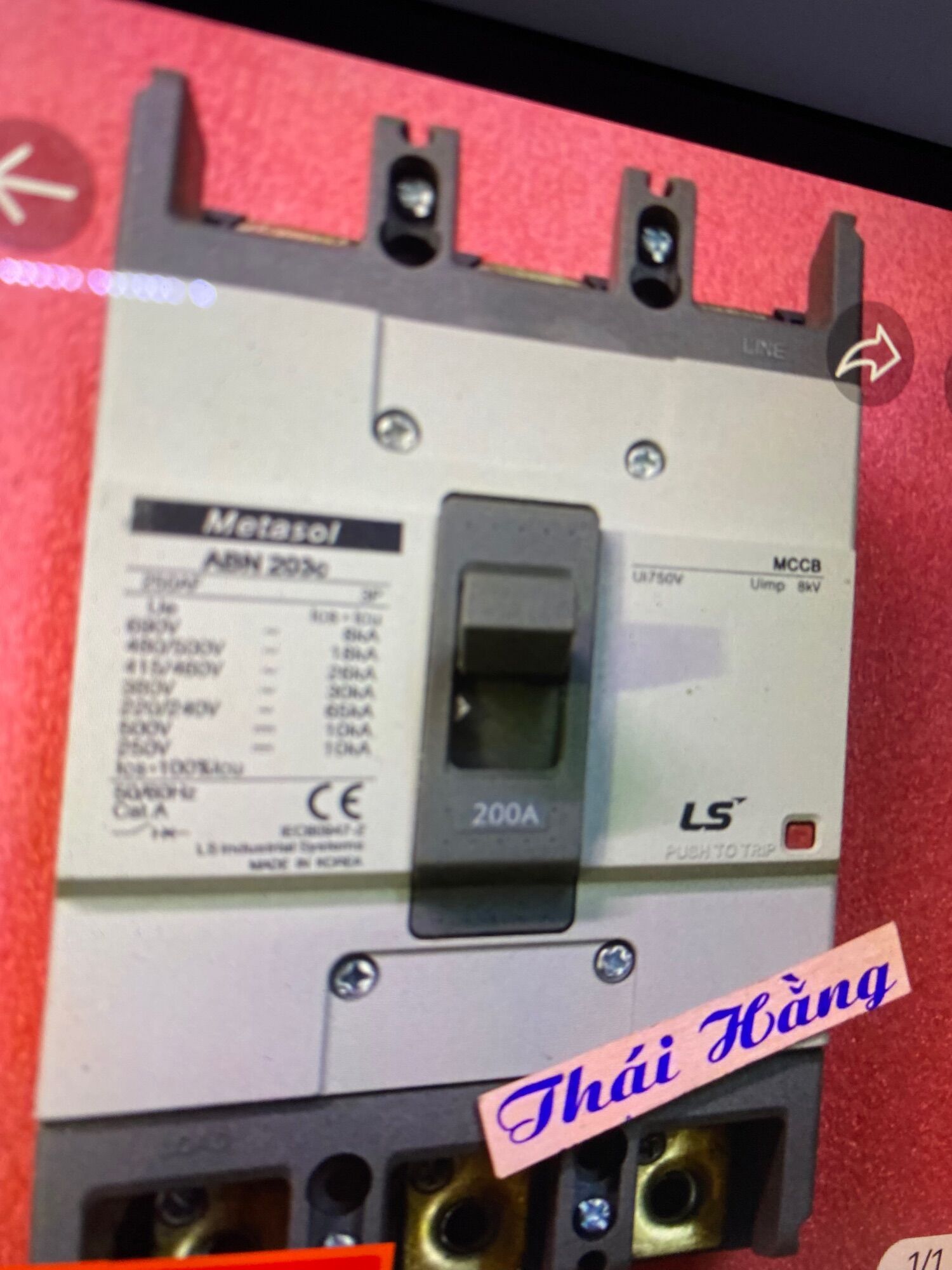 Attomat Metasol ABN -203 C-3 pha (200 A)