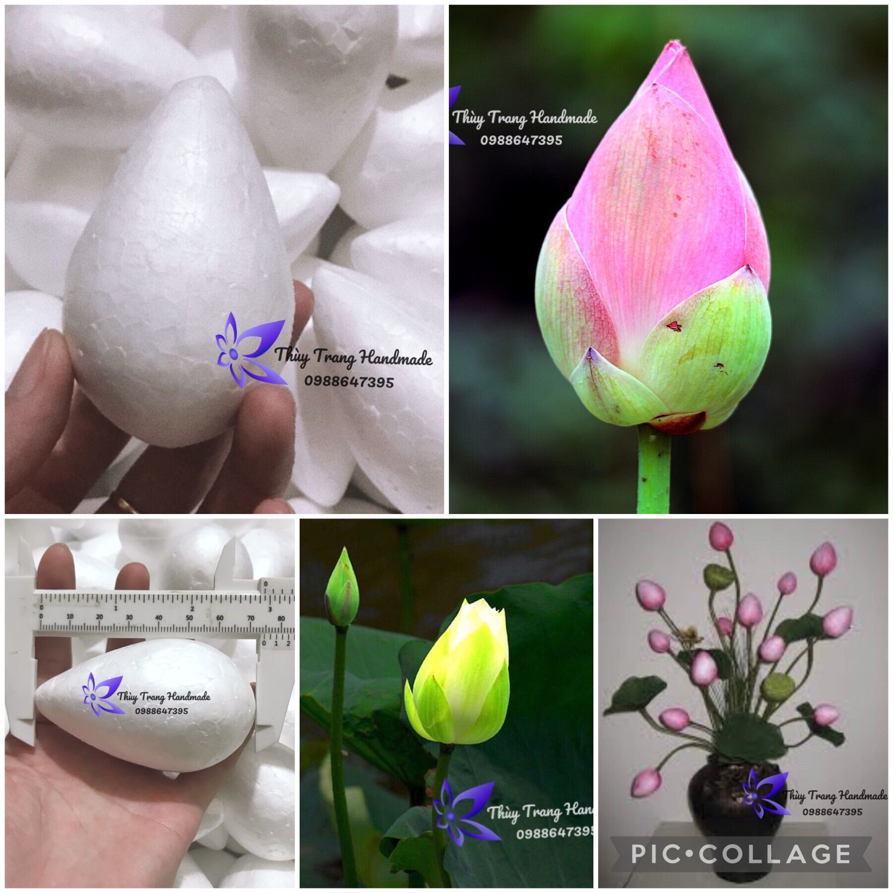 Gói 3 xốp làm búp hoa sen