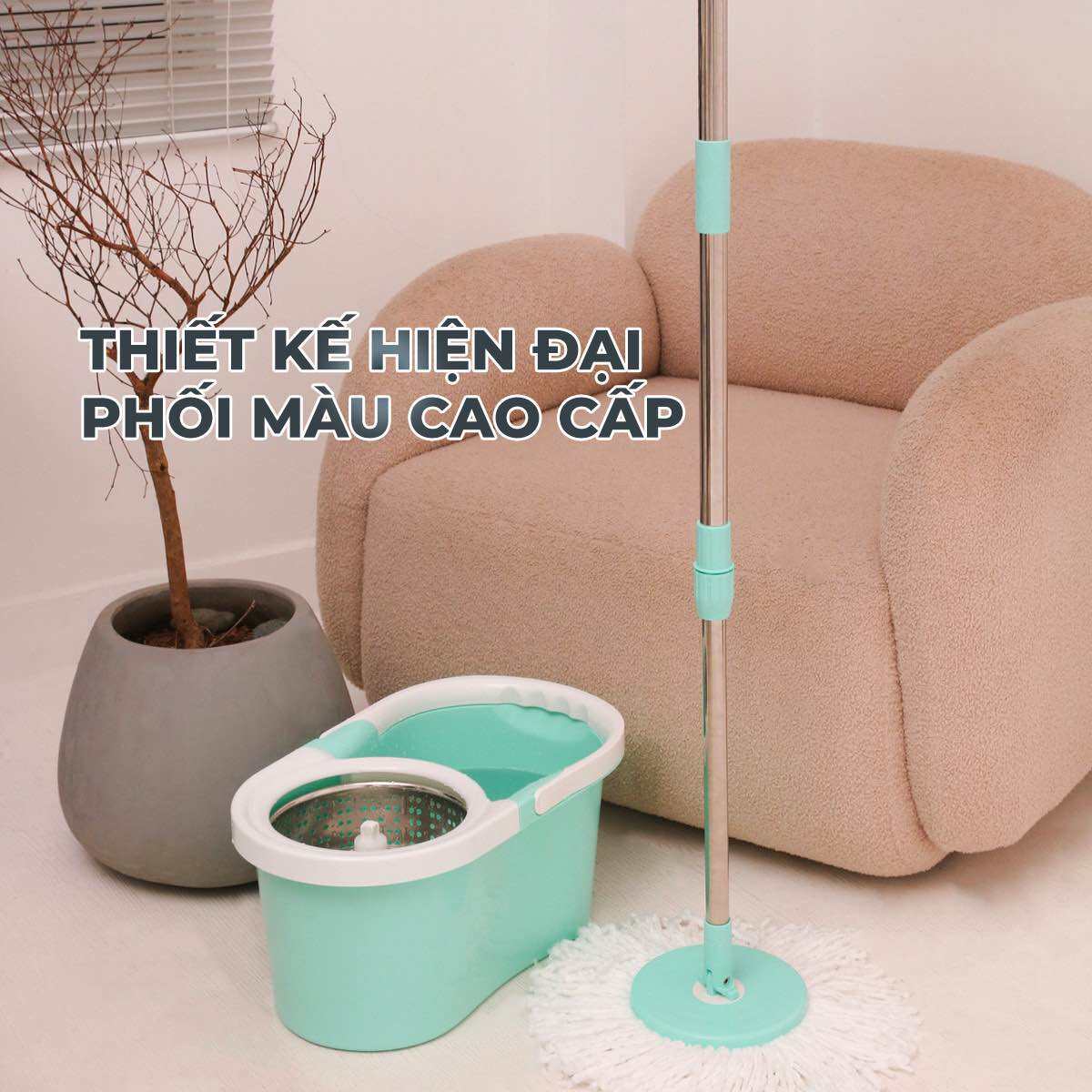 [FLASH SALE 07.05] Bộ Lau Nhà MyJae Sợi Microfiber Xoay 360 Độ Thông Minh, Lau Sạch Nhanh Khô 134cm