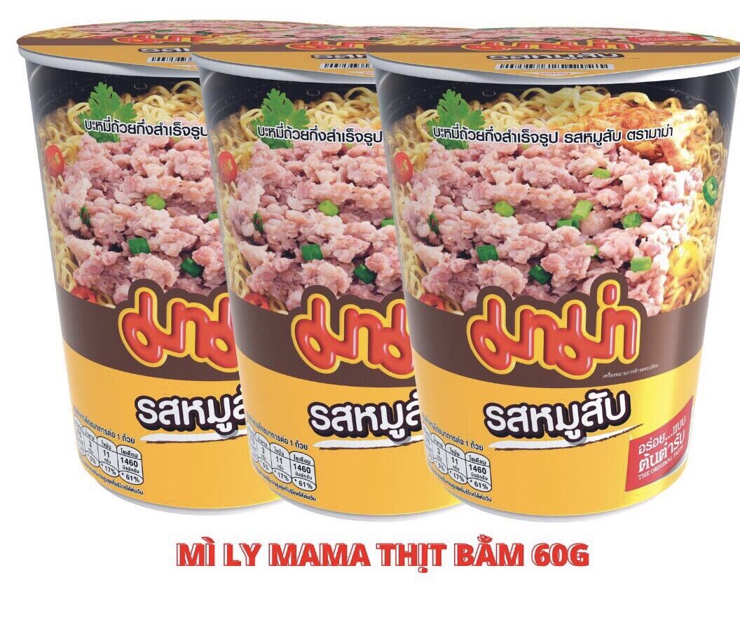 Lốc 3 ly - Mì thái mama hương thịt heo bằm 60g