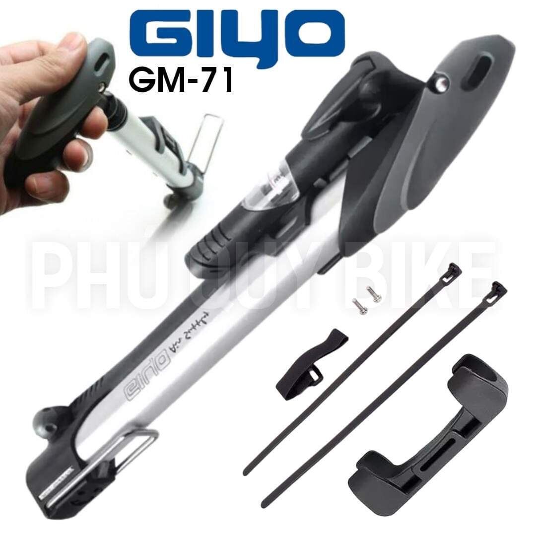 Bơm Tay Mini Cầm Tay Gắn Trên Xe Đạp Có Đồng Hồ Đo Áp Suất GIYO GM-71 Max 140PSI/10kg