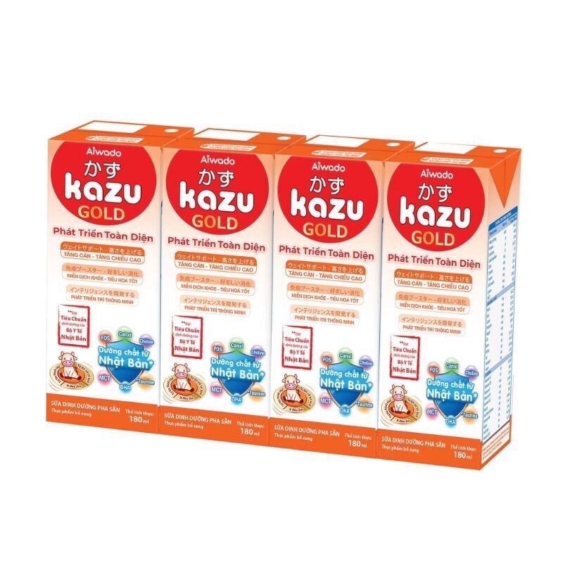Lốc 4 hộp sữa bột pha sẵn kazu gold 180ml