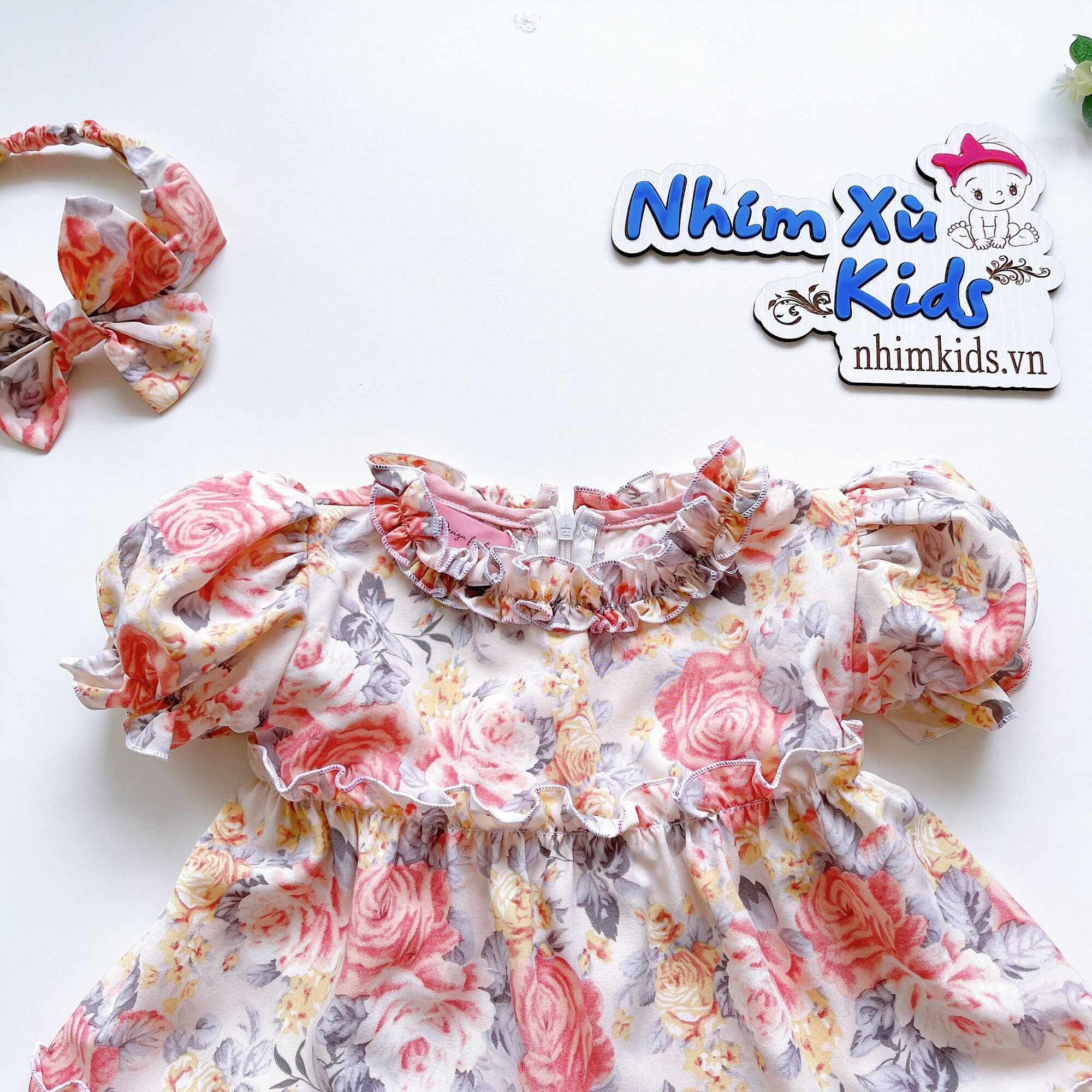 Váy Hồng Phai Bé Gái 4 Đến 28kg Chất Lụa Mềm Mát V021