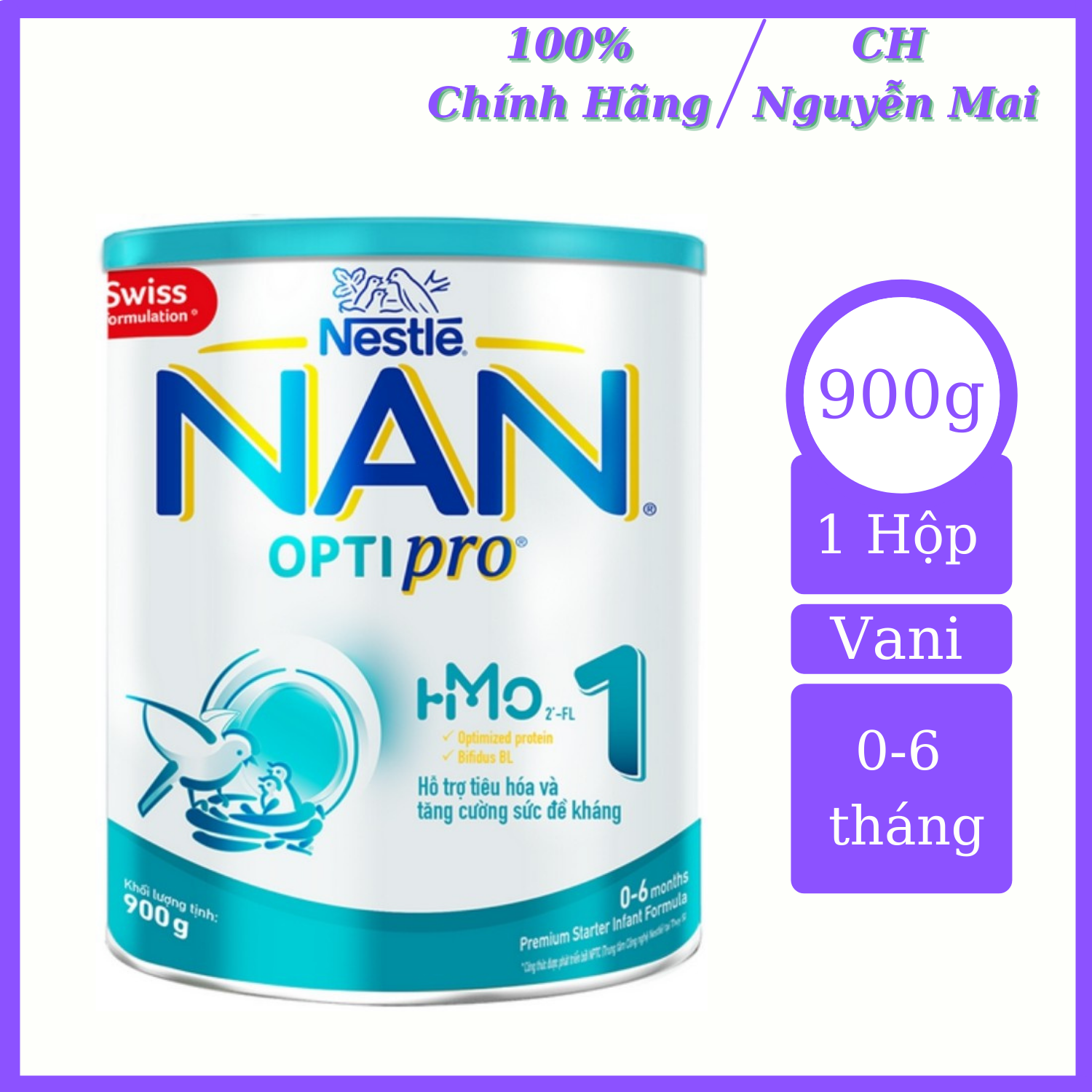 Nan 1 - Sữa Nestle NAN OPTIPRO 1 HM-O 900g (0-6 tháng), Giúp Trẻ Dễ Tiêu Hoá Tăng Cường Sức Đề Kháng và Tăng Cân Khoẻ Mạnh