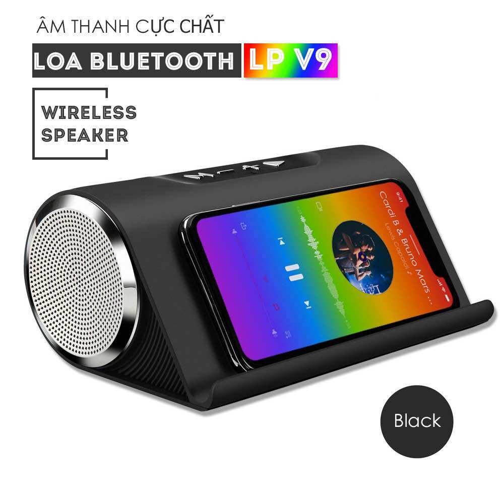 Loa bluetooth di động lp-v9, kiêm giá đỡ điện thoại âm thanh sống động, bass chuẩn, cắm usb, thẻ nhớ, cổng 3.5