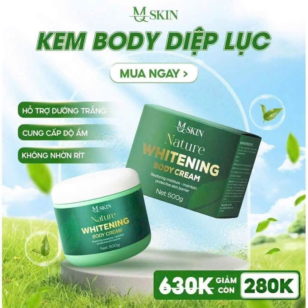 Kem Body Diệp Lục MQ KIN 500gr Dưỡng Trắng Cấp Ẩm Cho Da Không Bết Không Lộ Vân.