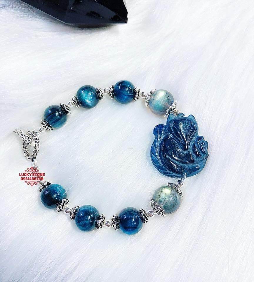 [HCM]vòng tay phong thủy dá cẩm thạch  charm bạc