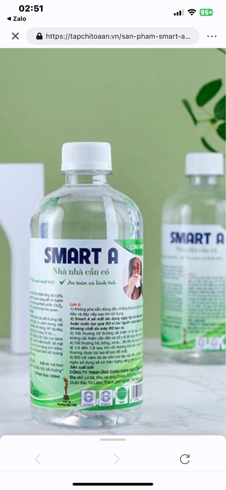 Nước súc miệng SmartA 500ml an toàn lành tính