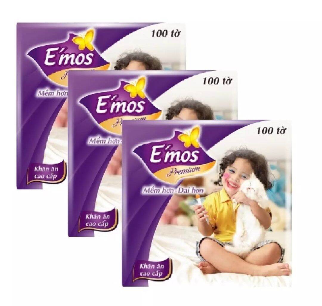 Khăn giấy ăn cao cấp, khăn vuông Emos gói 100 tờ
