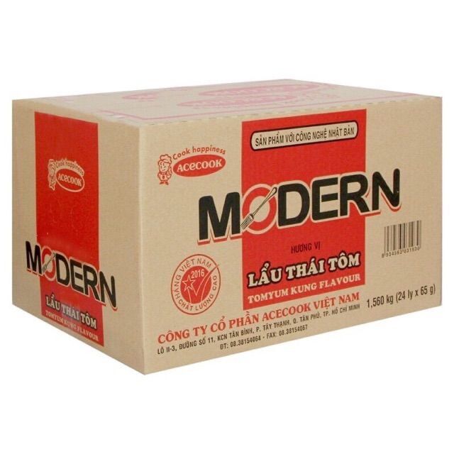 Mì ly modern lẩu thái tôm - thùng 24 ly x 65g