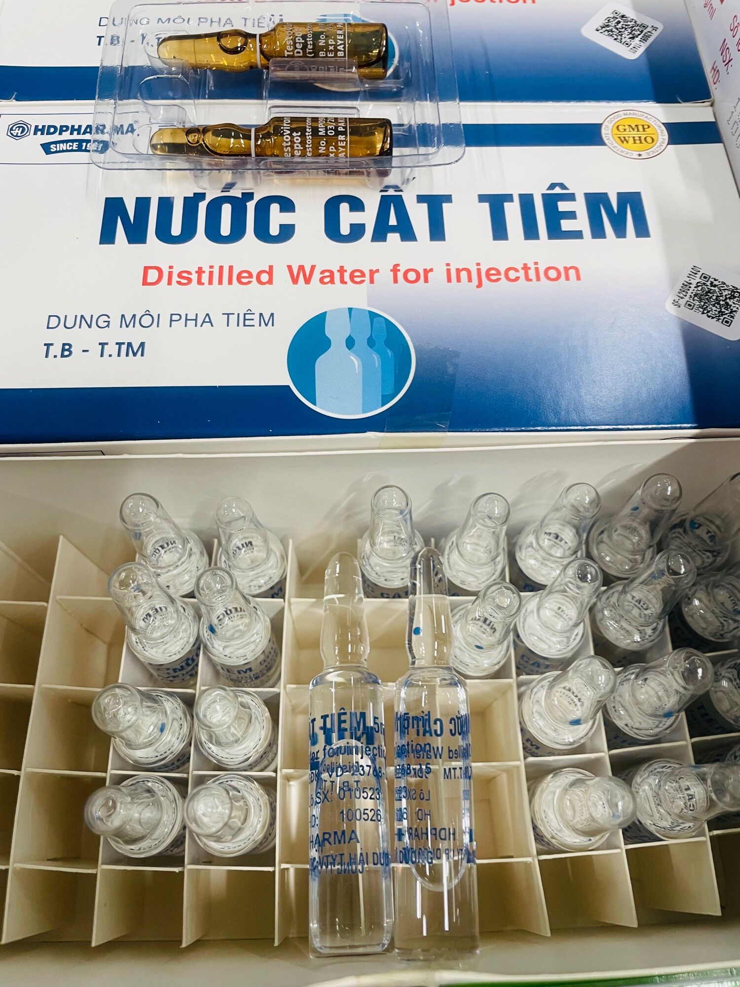 1 Hộp 50 ống nước cất pha tiêm - ống 5ml
