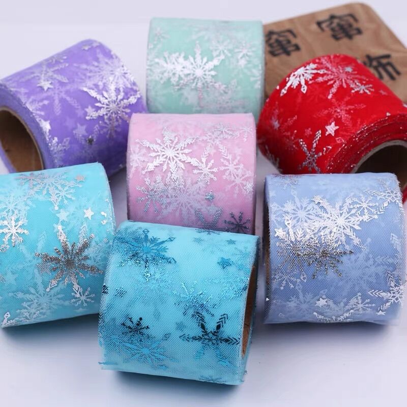 Cuộn 3m ruy băng voan lưới hoa tuyết