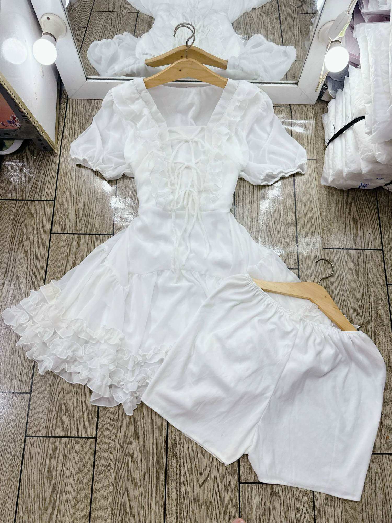 [Bigsize 60-85kg] Đầm voan đính 3 bèo