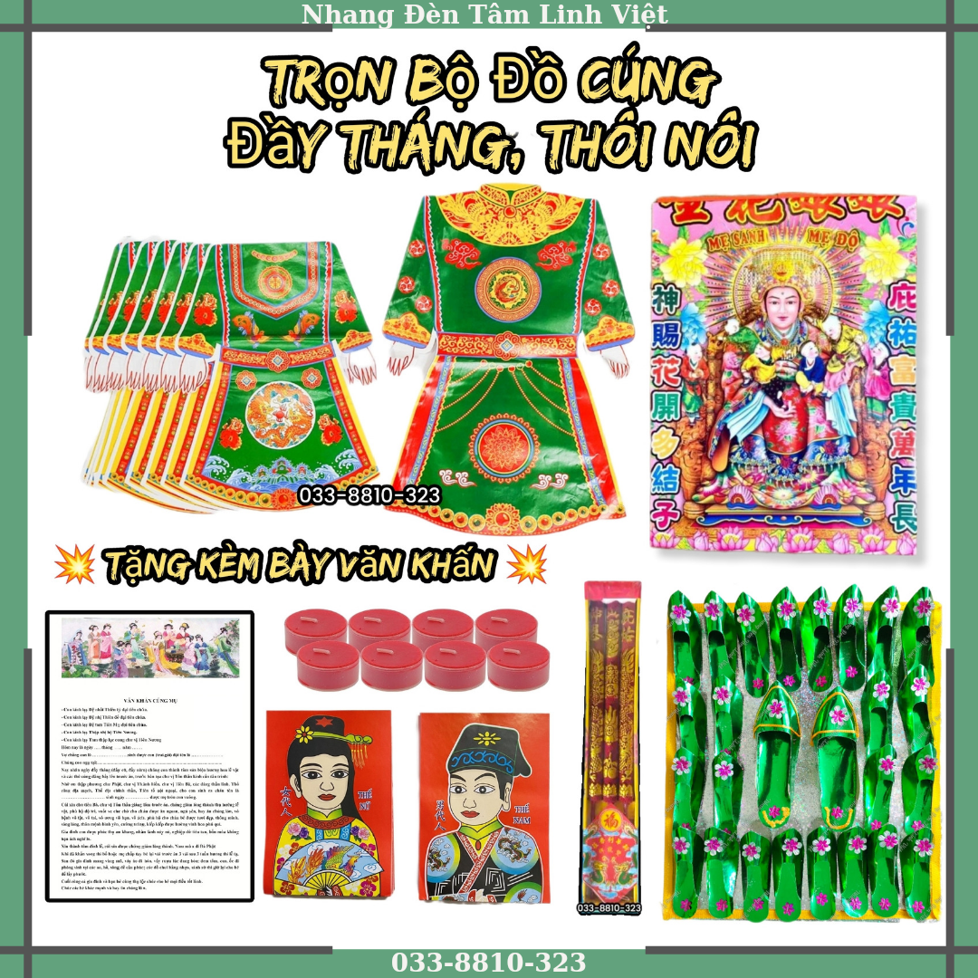 Trọn bộ đồ cúng đầy tháng,thôi nôi,cúng đốt,kèm bày vân khấn