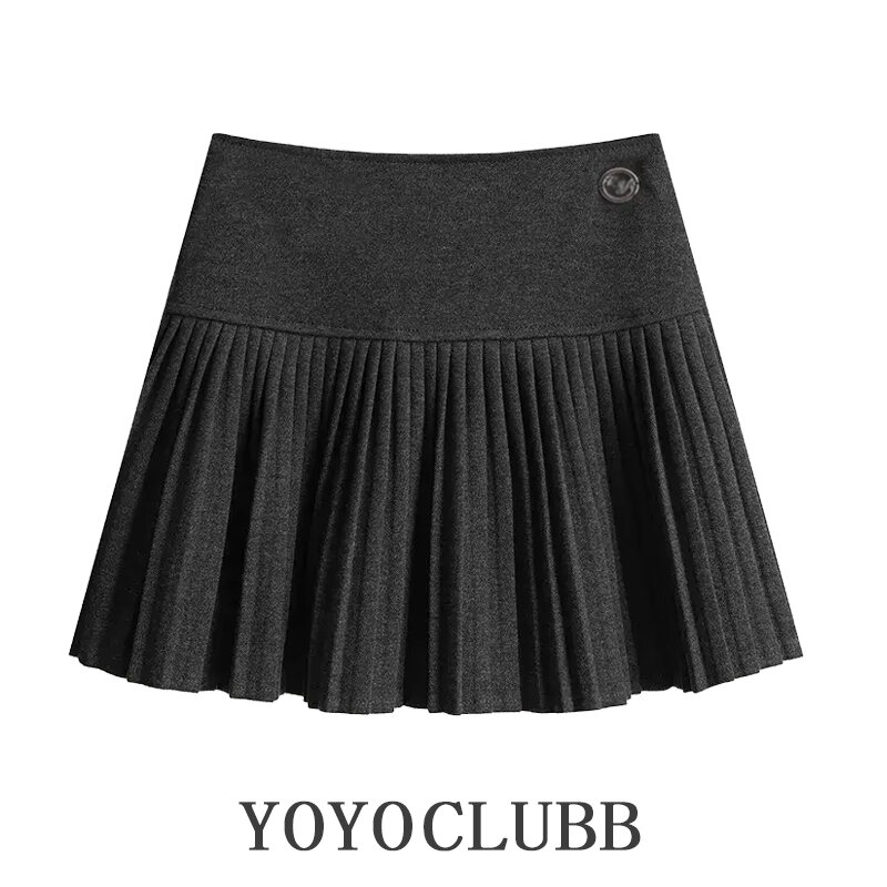 Bộ Váy Hai Mảnh Mùa Đông Màu Đỏ Noel YOYOCLUBB Áo Len Giả Hai Mảnh Thon Gọn Quần Xòe Cạp Cao Thời Tr
