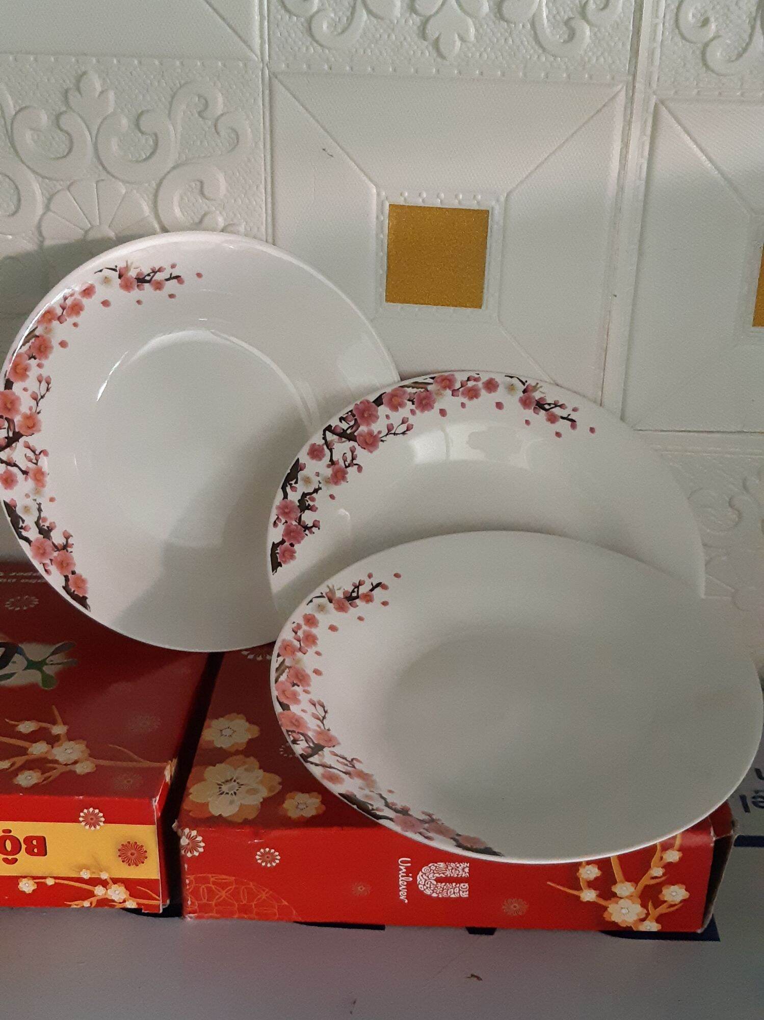 Bộ 3 Đĩa Gốm Tráng Men.