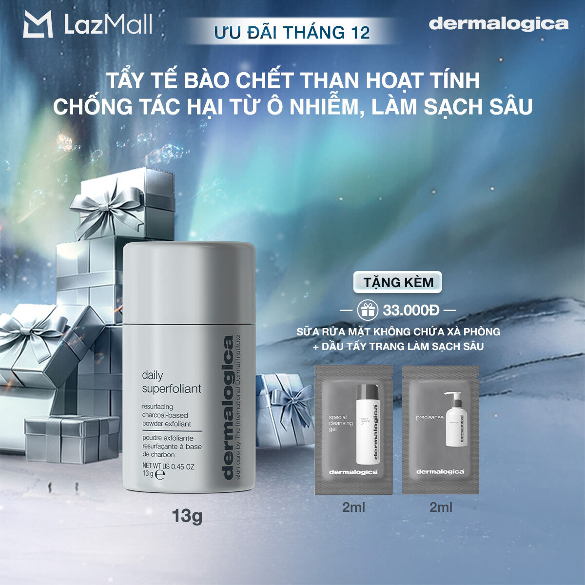  Tẩy da chết dermalogica daily superfoliant travel size 13g than hoạt tính chống tác hại từ ô nhiễm làm sạch sâu 