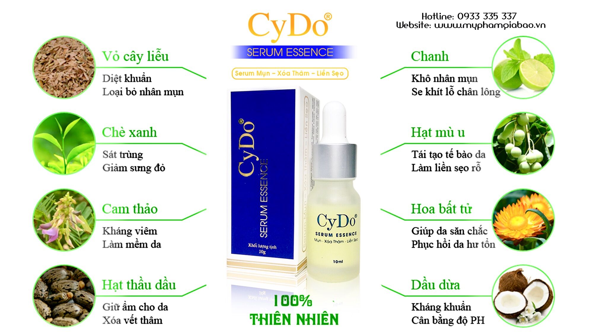 [HCM]SERUM CYDO ESSENCE MỤN XOÁ THÂM MỜ SẸO 10ML
