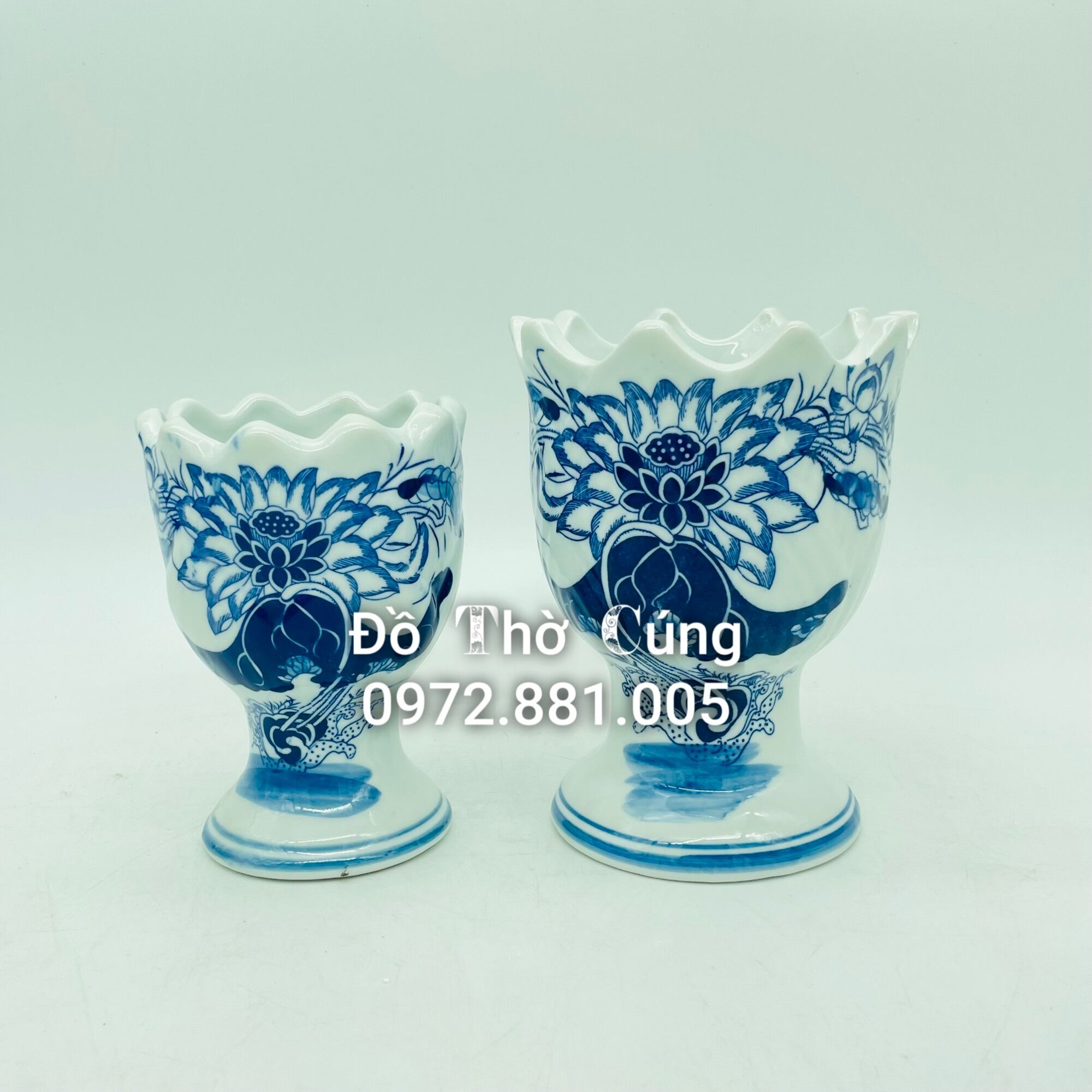 Ly đựng quả phật thủ sứ men lam