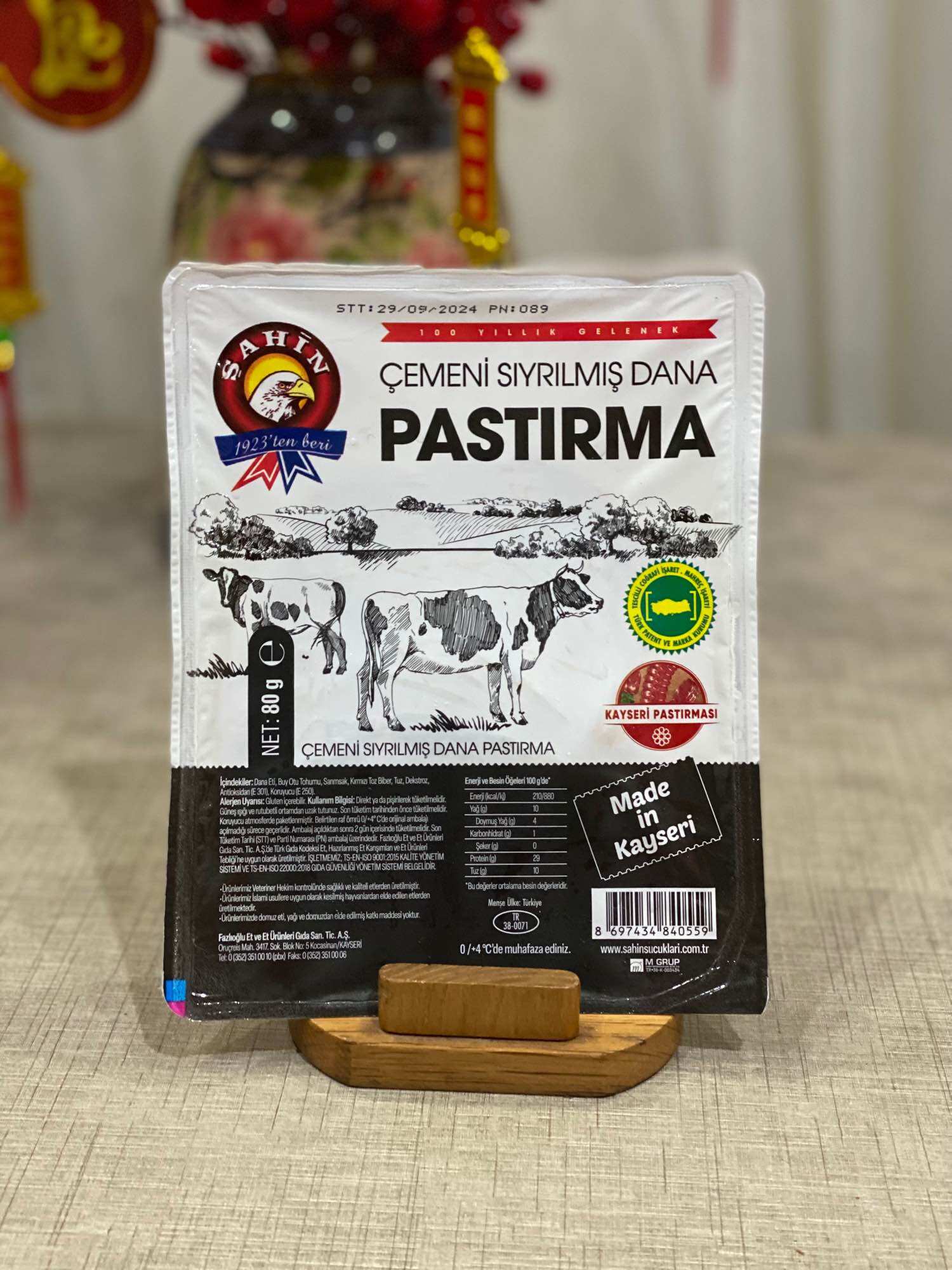 Turkish bacon pastirma - sahin 80 gr 100% halal