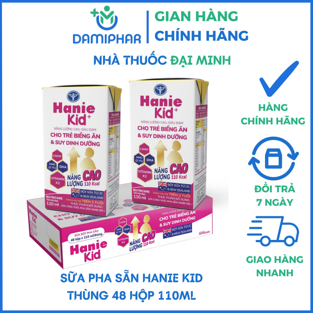 Thùng Sữa Pha Sẵn Hanie Kid 48 Hộp 110ml - Dành Cho Trẻ Biếng Ăn Và Suy Dinh Dưỡng